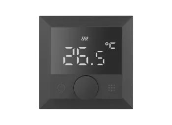 Термостат с датчиком пола, программируемый, с Wi-Fi, 16 A, под рамку 55х55 мм, черный, с ручкой настройки
