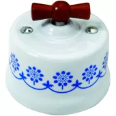 Fontini Garby белый с синим рисунком Выкл.перекрёстный, поворотный, ручка мёд