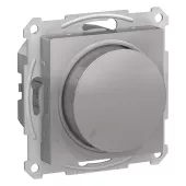 Светорегулятор поворотно-нажимной Schneider Electric Atlas Design универсальный (в т.ч. для led и клл), без нейтрали, на винтах, алюминий