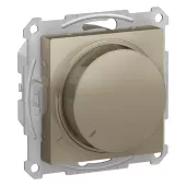 Светорегулятор поворотно-нажимной Schneider Electric Atlas Design универсальный (в т.ч. для led и клл), без нейтрали, на винтах, шампань