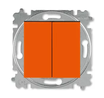 ABB Levit оранжевый / дымчатый чёрный Выключатель 2-х клавишный проходной