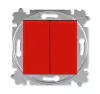 ABB Levit красный / дымчатый чёрный Выключатель кнопочный 2-х клавишный