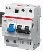 Автоматический выключатель дифференциального тока (АВДТ) ABB DS202, 50A, 30mA, тип A, кривая отключения C, 2 полюса, 6kA, электро-механического типа, ширина 4 модуля DIN