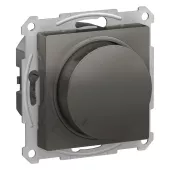 Светорегулятор поворотно-нажимной Schneider Electric Atlas Design универсальный (в т.ч. для led и клл), без нейтрали, на винтах, сталь