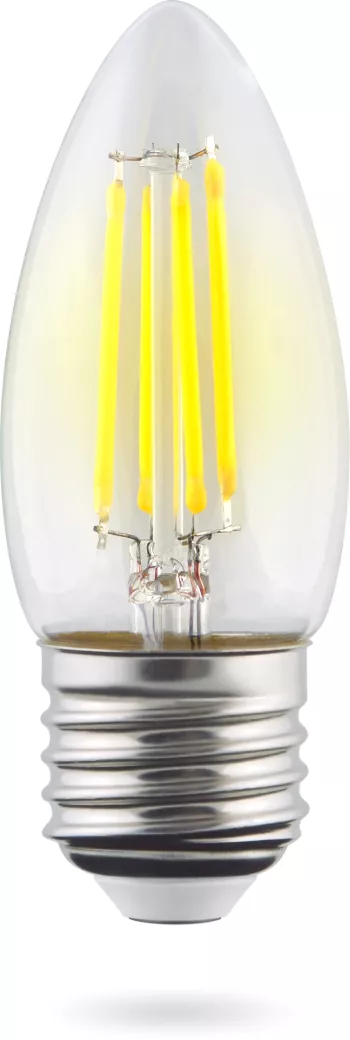 Voltega CRYSTAL Лампа светодиодная свеча прозр. 6W Е27 4000К 35х92mm филаменты