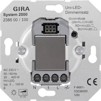 Gira System 2000 Универсальная вставка светодиодного светорегулятора (кнопочный светорегулятор)