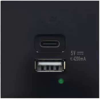 Розетка USB для зарядки двойная типа A+C 4200mA Donel 2 модуля, черная