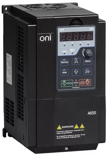 ONI Преобразователь частоты A650 380В 3Ф 0,75kW 2,5А со встроенным тормозным модулем ONI