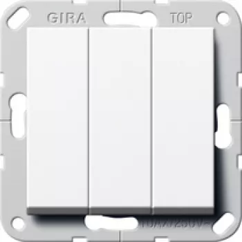Кнопка звонка трехклавишная (3н.о.) Gira System 55, на клеммах, белый глянцевый