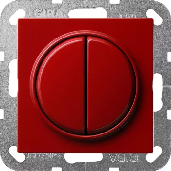 Кнопка звонка двухклавишная (2н.о.) Gira S-Color, на клеммах, красный