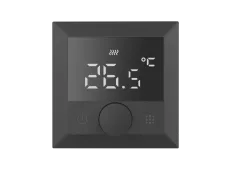 Термостат с датчиком пола, программируемый, с Wi-Fi, 16 A, под рамку 55х55 мм, черный, с ручкой настройки