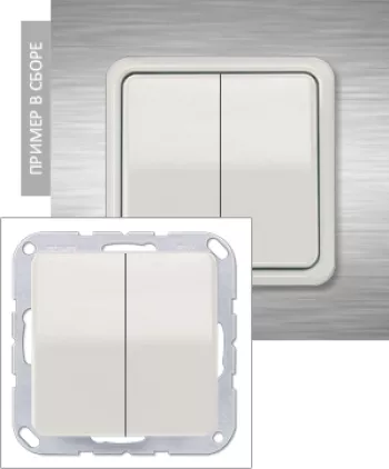 Выключатель двухклавишный Jung CD, на клеммах, ip44, светло-серый
