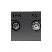 Abb NIE Розетка TV-R-SAT проходная с накладкой, серия Zenit, цвет антрацит