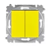 ABB Levit жёлтый / дымчатый чёрный Выключатель 2-х клавишный комбинир. (перекл. + кнопка 1но+1нз)