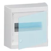 Бокс на 8 модулей накладной (1х8м), белый/прозрачная дверь из пластика