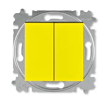 ABB Levit жёлтый / дымчатый чёрный Выключатель 2-х клавишный проходной