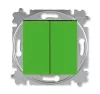 ABB Levit зелёный / дымчатый чёрный Выключатель 2-х клавишный комбинир. (перекл. + кнопка 1но+1нз)