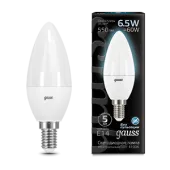 Лампа Gauss Black Свеча 6.5W 550lm 4100К E14 LED 220V
