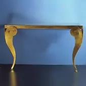 Banci стол, стеклянная столешница, 126х42см, выс 75см, золото