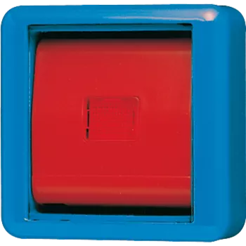 Крышка со стеклом – красная клавиша и синее окошко 860WGLBL Jung