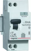 Автоматический выключатель дифференциального тока (АВДТ) Legrand RX3, 40A, 30mA, тип AC, кривая отключения C, 2 полюса, 6kA, электронного типа, ширина 2 модуля DIN