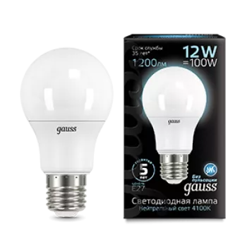 Лампа Gauss Black A60 12W 1200lm 4100K E27 LED 220V