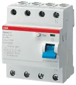 Устройство защитного отключения (УЗО) ABB F200, 4 полюса, 40A, 300 mA, тип A, электро-механическое, ширина 4 DIN-модуля