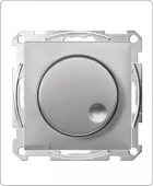 Светорегулятор поворотно-нажимной Merten System M для ламп накаливания 230в, электронных и обмоточных трансформаторов 12в, с нейтралью, алюминий