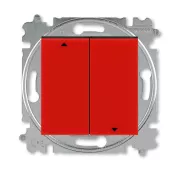 ABB Levit красный / дымчатый чёрный Выключатель жалюзи 2-х клавишный без фиксации