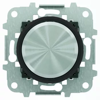 Светорегулятор поворотно-нажимной ABB Skymoon для ламп накаливания 230в, электронных и обмоточных трансформаторов 12в, без нейтрали, нержавеющая сталь