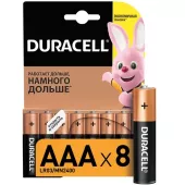 Duracell Батарейка алкалиновая AAA LR03/MN2400 Basic 1.5v (блистер  8 шт.)