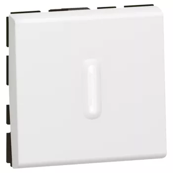 Выключатель одноклавишный кнопка 1но+1нз 6А с подсветкой 2 модуля Legrand Mosaic, белый