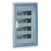Бокс на 48 модулей встроенный (4х12м), белый/синяя полупрозрачная дверь из пластика