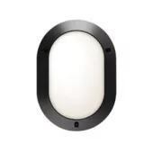Sarlam светильник накладной Chartres антивандальный овальный 240х336 мм, IP 55, IK 10, прижимное кольцо и рассеиватель из поликарбоната, латунные вставки, черный, G24q2 18W ЭПРА
