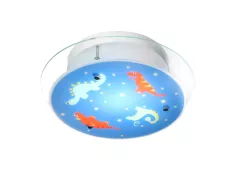 Donolux BABY настенно-потолочный светильник, декор динозавры, разноцветное стекло, диам 32см, выс 11
