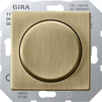 Светорегулятор поворотный Gira ClassiX для ламп накаливания 230в и галогеновых ламп 220в, без нейтрали, бронза