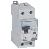 Автоматический выключатель дифференциального тока (АВДТ) Legrand DX3, 25A, 300mA, тип AC, кривая отключения C, 2 полюса, 6kA, электро-механического типа, ширина 2 модуля DIN