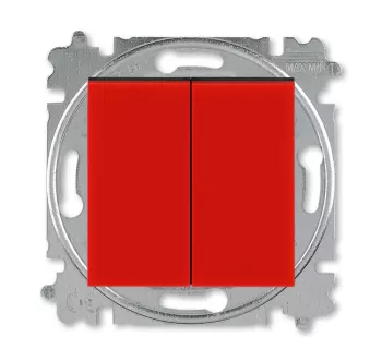 ABB Levit красный / дымчатый чёрный Выключатель кнопочный 2-х клавишный