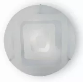 IdealLux светильник настенно-потолочный Stonenhenge PL2, прозрачное окисленное стекло с трафаретной печатью, D 30см, Н 9см, 2x60W E27, белый