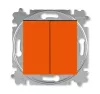 ABB Levit оранжевый / дымчатый чёрный Выключатель 2-х клавишный комбинир. (перекл. + кнопка 1но+1нз)