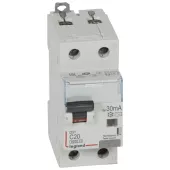 Автоматический выключатель дифференциального тока (АВДТ) Legrand DX3, 20A, 30mA, тип AC, кривая отключения C, 2 полюса, 6kA, электро-механического типа, ширина 2 модуля DIN
