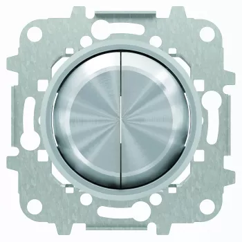Выключатель двухклавишный проходной Abb Skymoon, на клеммах, кольцо хром, нержавеющая сталь