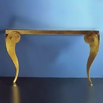 Banci стол, стеклянная столешница, 126х42см, выс 75см, золото
