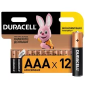 Duracell Батарейка алкалиновая AAA LR03/MN2400 Basic 1.5v (блистер 12 шт.)