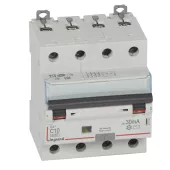 Автоматический выключатель дифференциального тока (АВДТ) Legrand DX3, 10A, 30mA, тип AC, кривая отключения C, 4 полюса, 6kA, электро-механического типа, ширина 4 модуля DIN